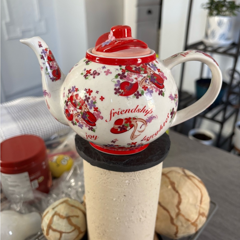 Red Hat Society Pink Chintz Teapot